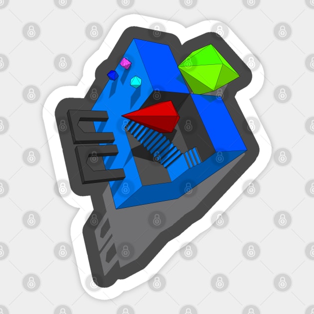 Geometrical Choice Blue Cube Sticker by Zeroeroroo